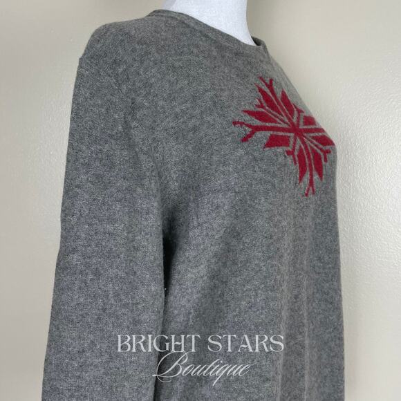 Gray Crew Neck Sweater with Red and White Snowflake Design - Picture 10 of 10